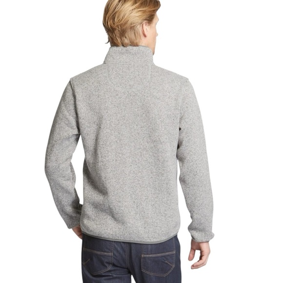 LL Bean Sweater Fleece Men Size  M Heather Gray 1/4 Snap Slightly Fitted - Picture 2 of 12